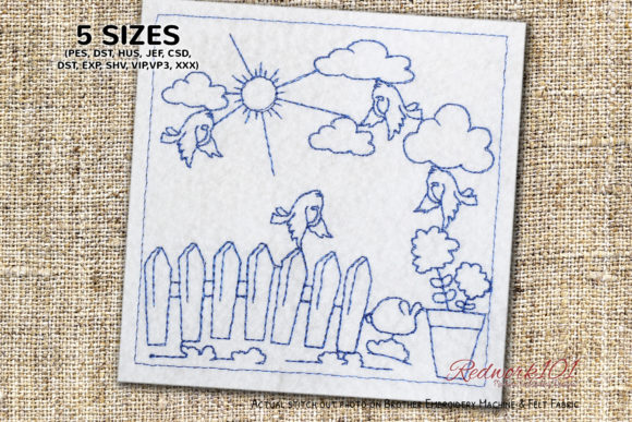 Bird Playing in the Garden Redwork: A Designer’s Review